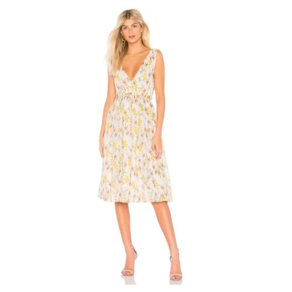 NEW LINE & DOT REVOLVE Fleur Yellow Flower Print Dress - Picture 3 of 14